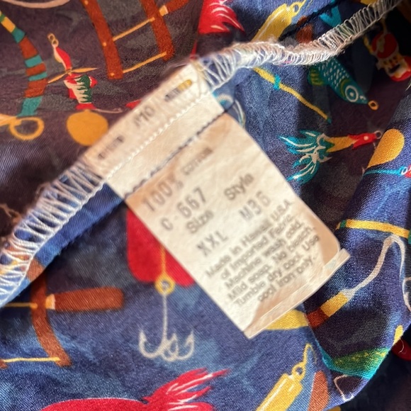 Vtg 90s KAHALA HAWAIIAN ISLANDS sz XXL Fish Lure ButtonFront Cotton Hawaii USA - Picture 11 of 16